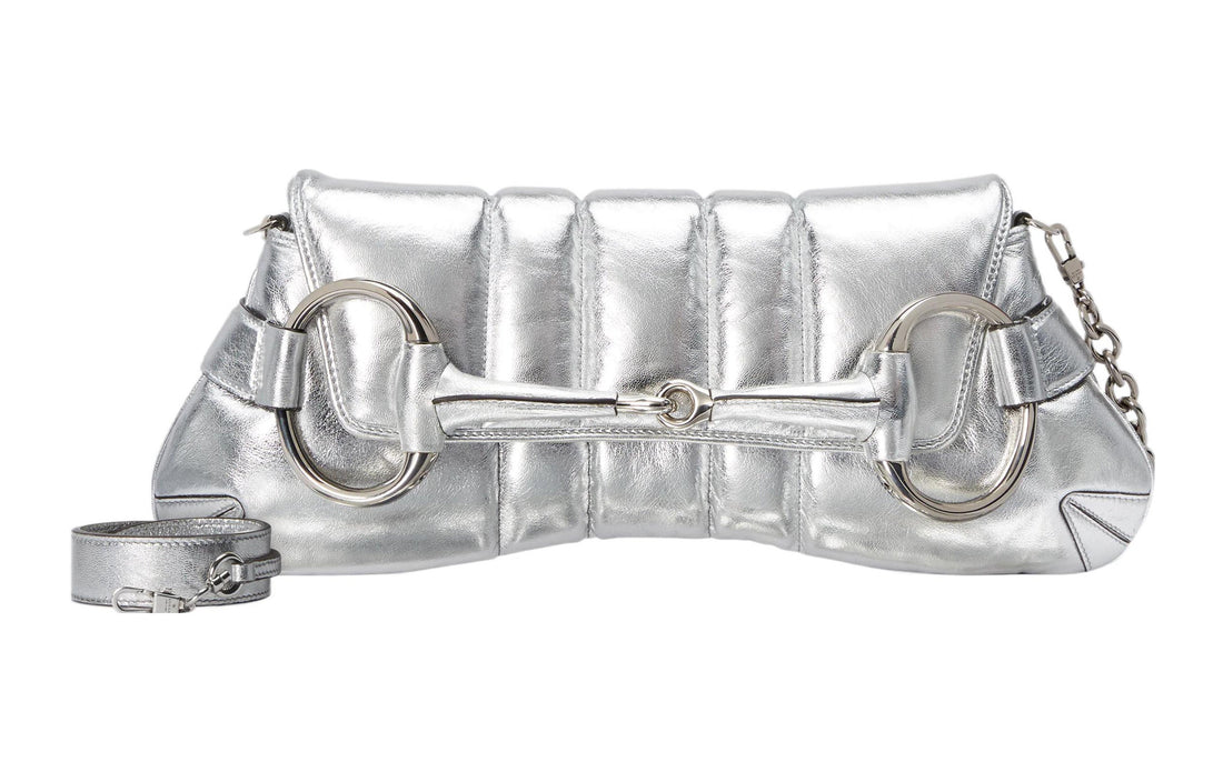 MLB Gucci Horsebit Chain Medium Shoulder Bag 'Silver' 764255-AACY5-8106