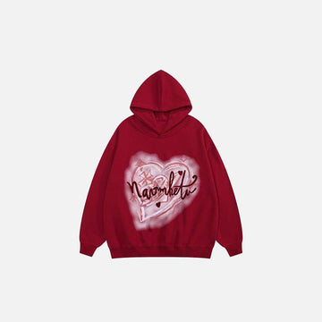 Heart Printed Oversized Hoodie