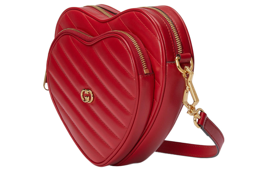 MLB Gucci Interlocking G Mini Heart Shoulder Bag 'Hibiscus Red' 751628-AACCL-6433