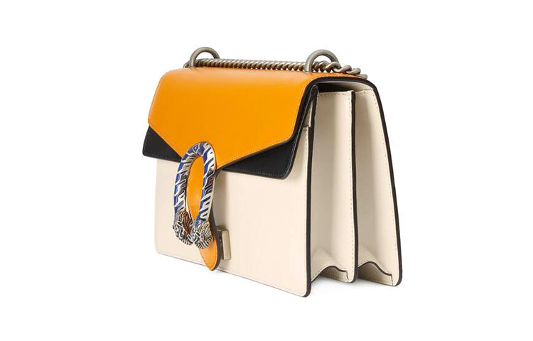 MLB Gucci Dionysus Leather Single-Shoulder Bag Small Orange/Black/White 400249-18YIN-9382