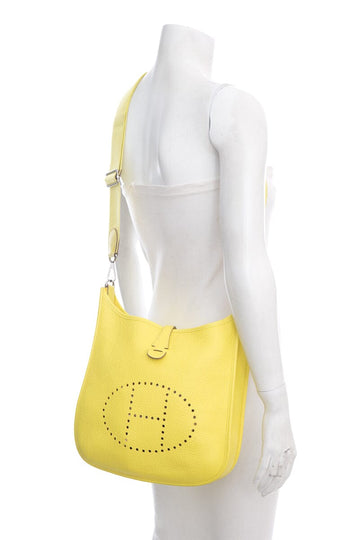 Hermès Yellow Evelyne Handbag PM with Clemence Leather