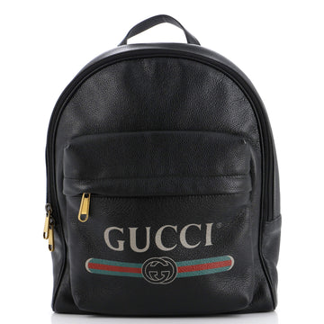 Logo Front Pocket Backpack Printed Leather