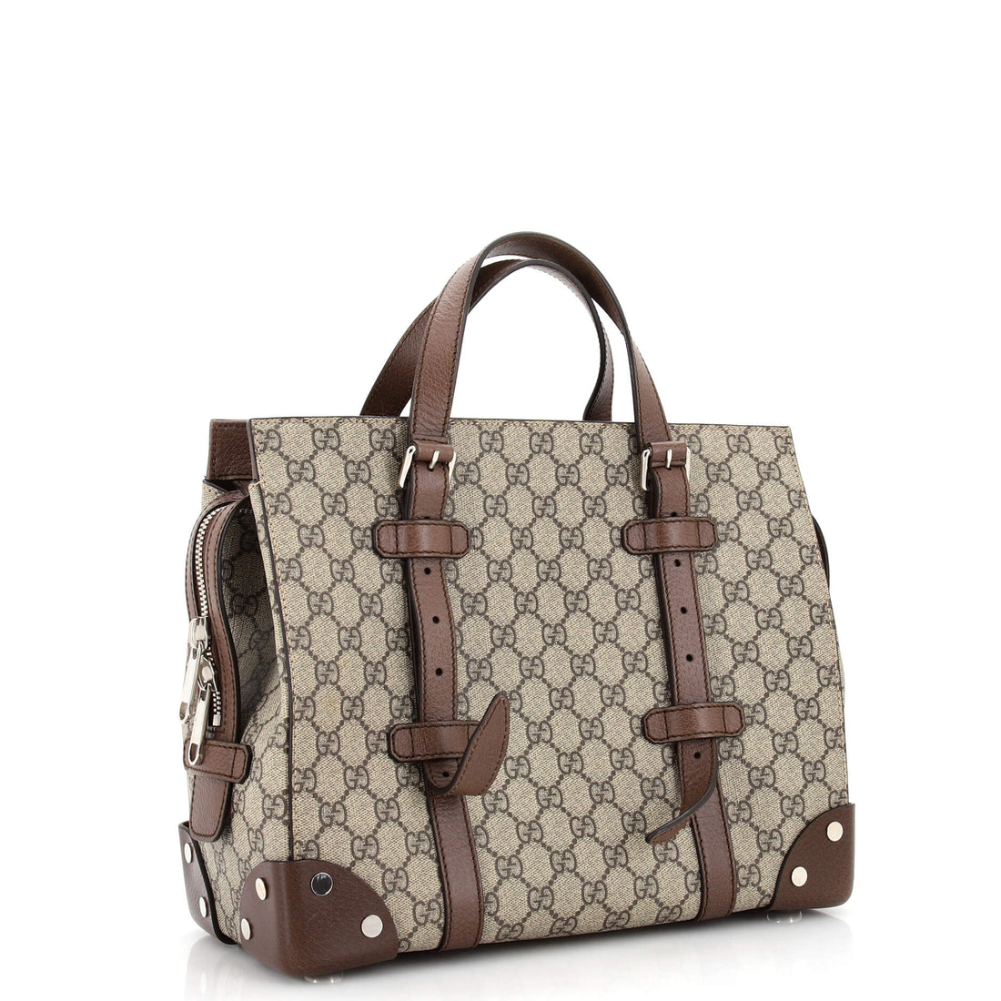 Buckle Travel Tote GG Coated Canvas with Leather Medium
