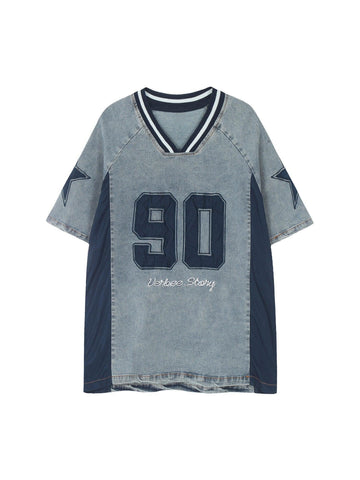 Makersluxe Hight Street Washed Patchwork T-shirt