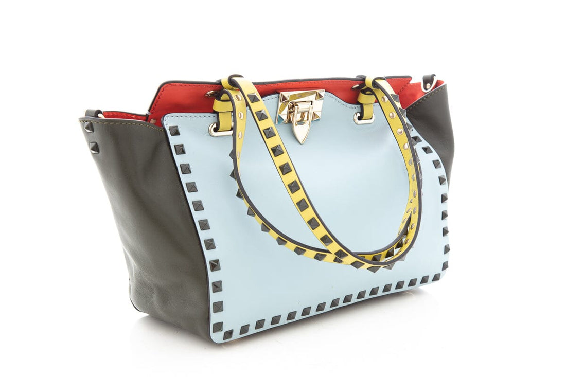 Valentino Multi Colorblock Rockstud Small Tote