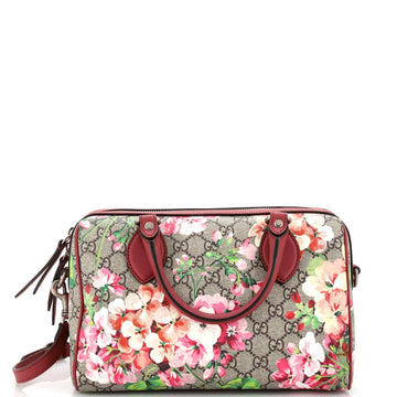 Convertible Boston Bag Blooms Print GG Coated Canvas Small