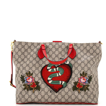 Convertible Soft Tote Embroidered GG Coated Canvas Medium