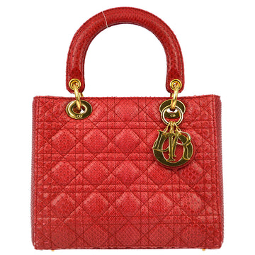 Christian Dior * Red Python Lady Dior Cannage Handbag