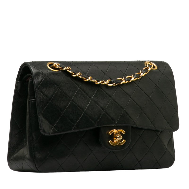 CHANEL CHANEL MATRASSES 25 SHOULDER BAG RAM SKIN BLACK