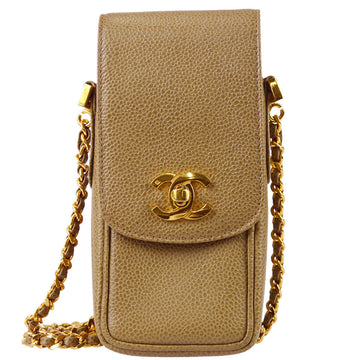 Chanel 1994-1996 Phone Case Beige Caviar