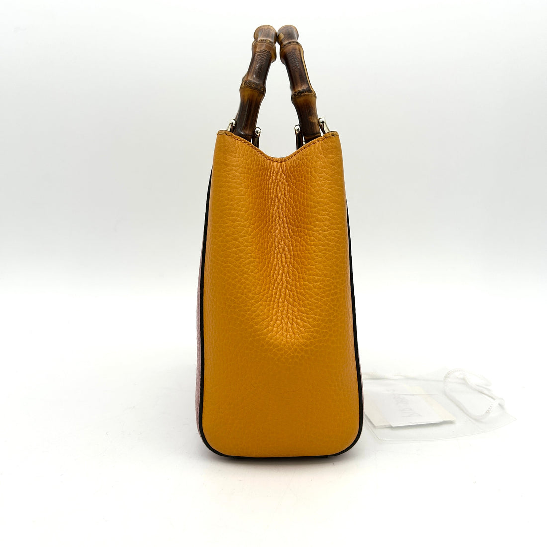 Gucci Calfskin Mini Bamboo Shopper Tote Fuchsia Orange LA8883