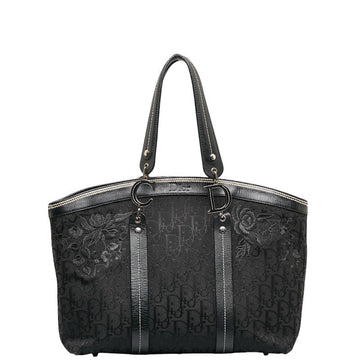 Dior Trotter Flower Stitch Embroidery Handbags Toilet Bag Black Canvas Leather Ladies Dior