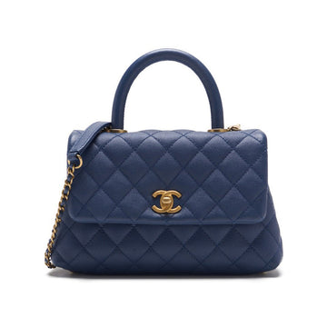 CHANEL Matrasse Coco Handle 2WAY Handbag Caviar S Blue  Handbag  Shoulder Bag Ladies Handbag Hybrid ? Ship? Ladies Handbag Ladies Handbag Ladies Handbag Ladies Handbags