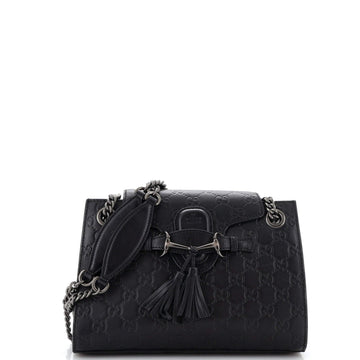 Emily Chain Flap Shoulder Bag Guccissima Leather Small