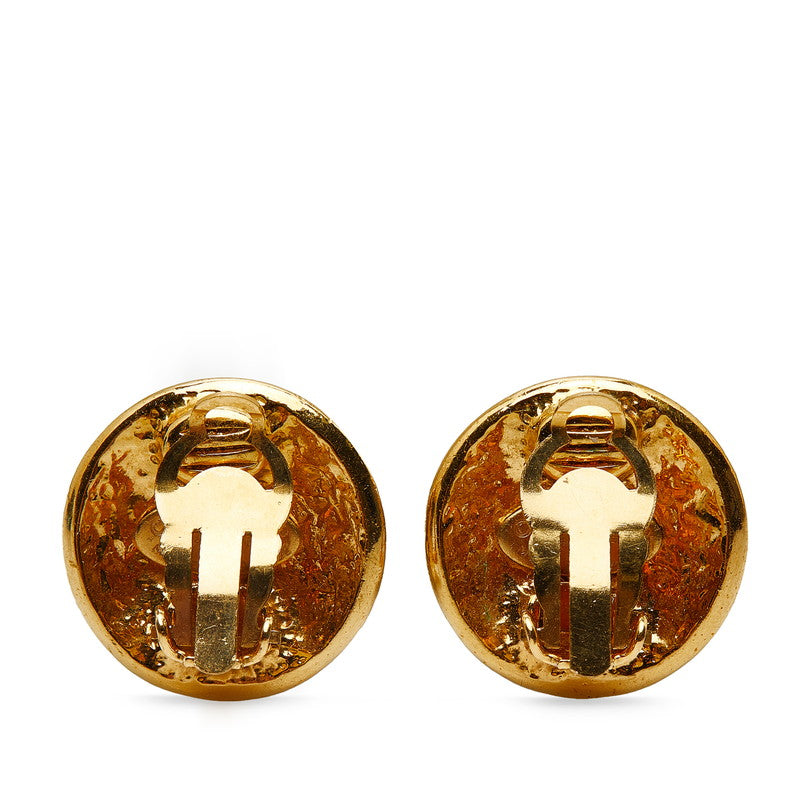 Chanel Vintage Coco Mark Round Earrings Gold Plated Women's