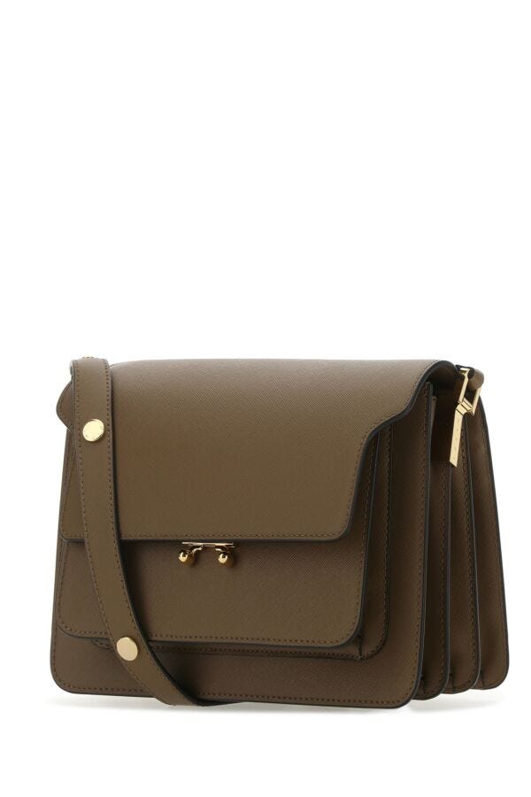 Marni Woman Brown Leather Trunk Shoulder Bag