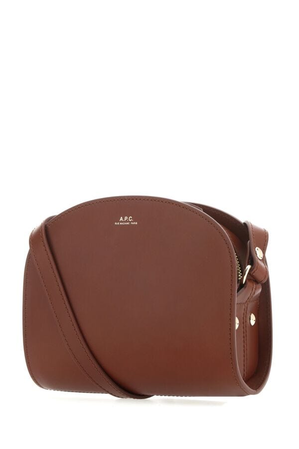 A.P.C. Woman Caramel Leather Mini Demi Lune Shoulder Bag