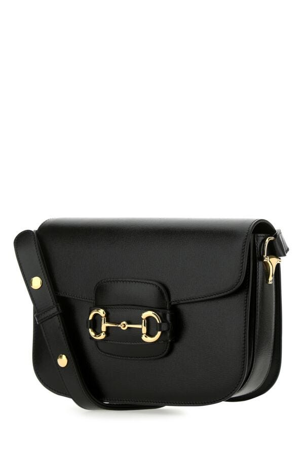 Gucci Woman Black Leather 1955 Horsebit Shoulder Bag