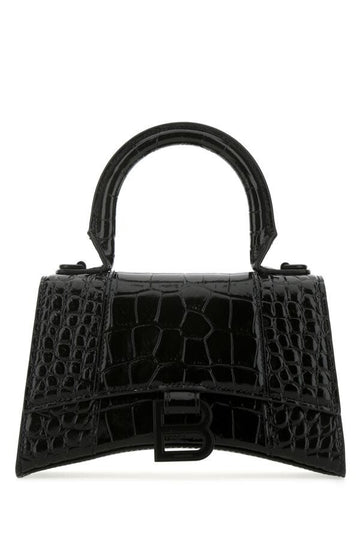 Balenciaga Woman Black Leather Hourglass Xs Handbag