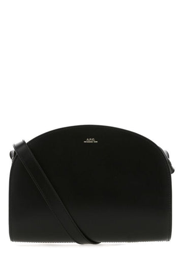 A.P.C. Woman Black Leather Demi Lune Shoulder Bag