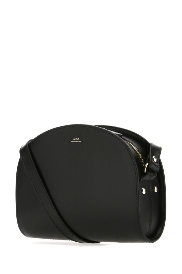 A.P.C. Woman Black Leather Demi Lune Shoulder Bag