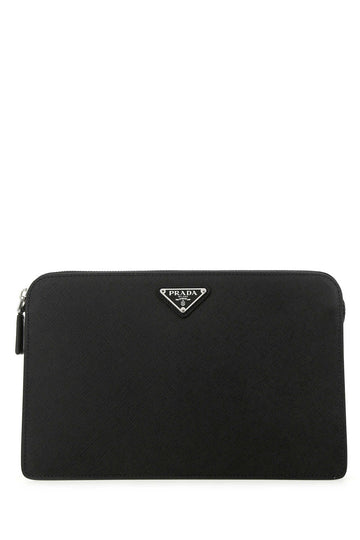 PRADA Elegant Leather Clutch - 27 cm x 17 cm x 6 cm