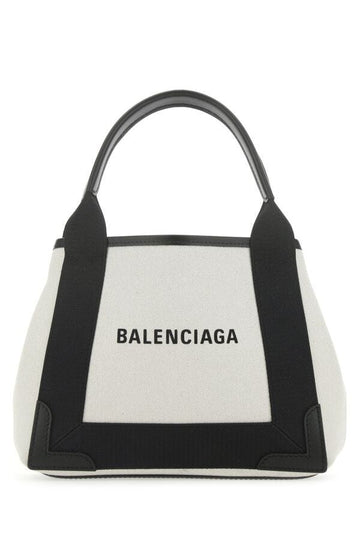 Balenciaga Woman Two-Tone Canvas Small Cobas Navy Handbag