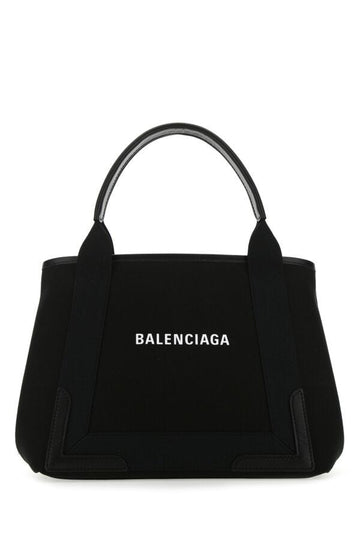 Balenciaga Woman Black Canvas Small Cabas Navy Handbag