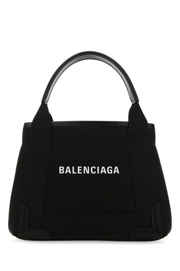Balenciaga Woman Black Canvas Cabas Navy Xs Handbag