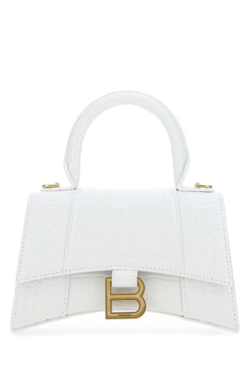 Balenciaga Woman White Leather Xs Hourglass Handbag