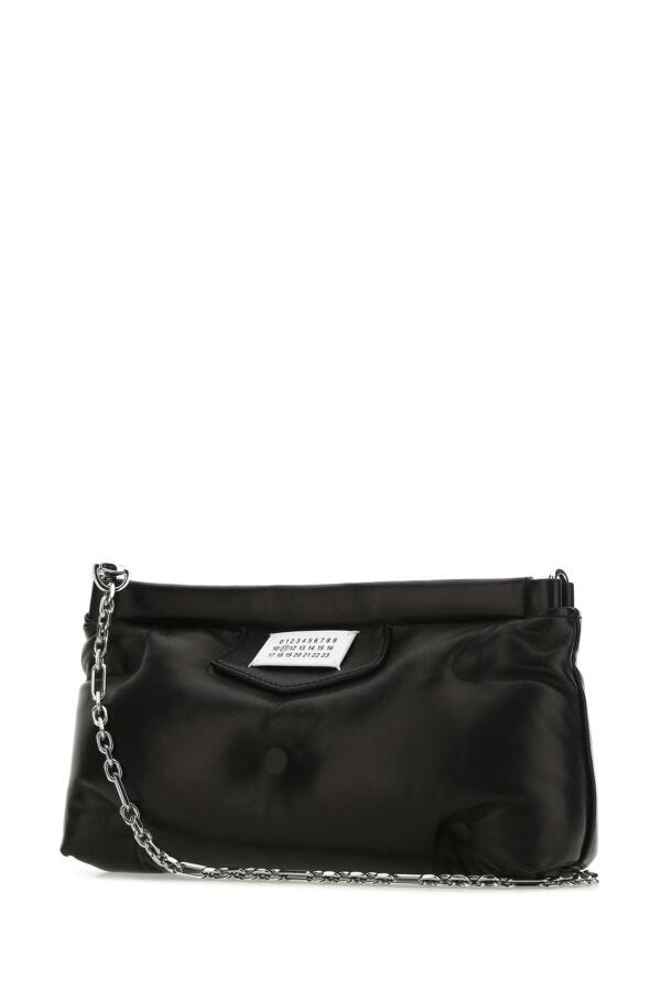 Maison Margiela Woman Black Nappa Leather Slam Red Carpet Clutch
