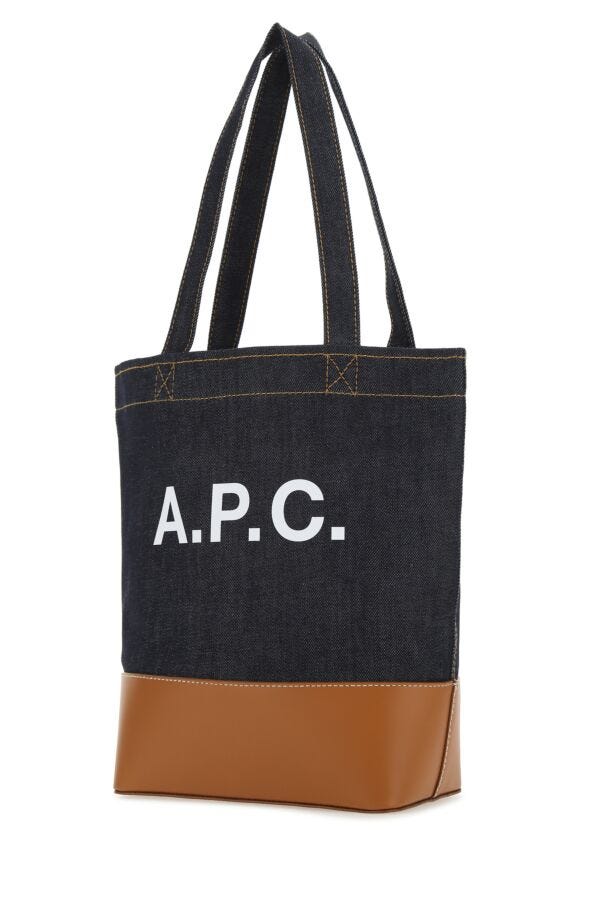A.P.C. Man Two-Tone Denim And Leather Axelle Shopping Bag