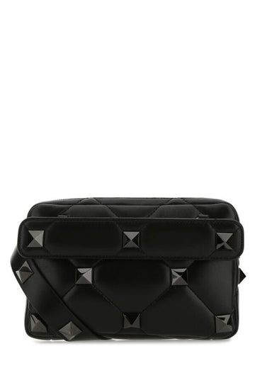 Valentino Garavani Man Black Nappa Leather Roman Stud Handbag