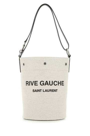 Saint Laurent Woman Two-Tone Canvas And Leather Medium Rive Gauche Bucket Bag