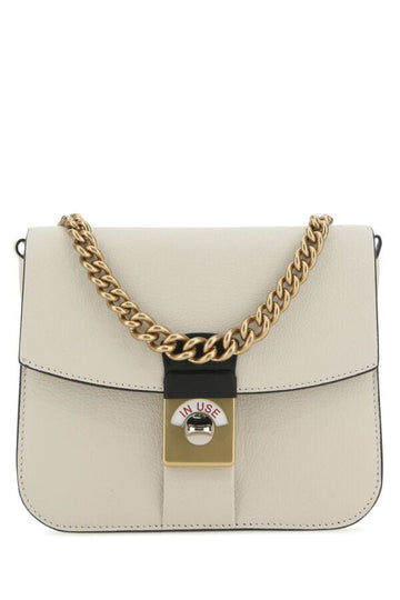Maison Margiela Woman Two-Tone Leather And Cotton New Lock Square Handbag
