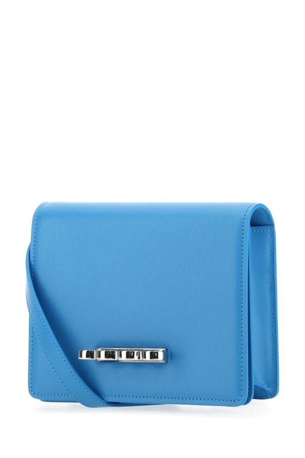 Alexander Mcqueen Woman Light-Blue Leather The Four Ring Clutch