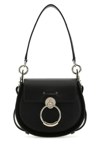 Chloe Woman Black Leather And Suede Small Tess Handbag