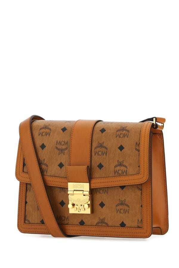 Mcm Woman Printed Canvas And Leather Tracy Crossbody Bag