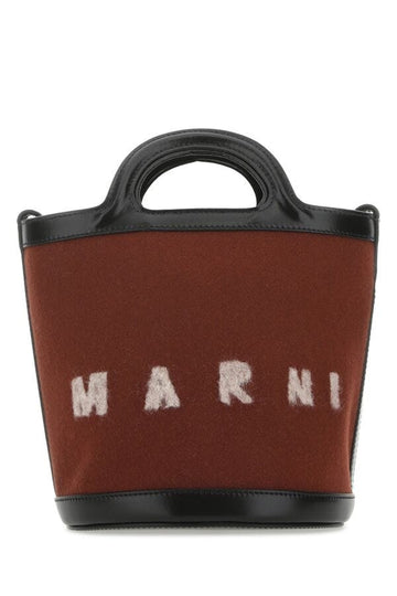 Marni Woman Two-Tone Felt And Leather Tropicalia Bucket Bag