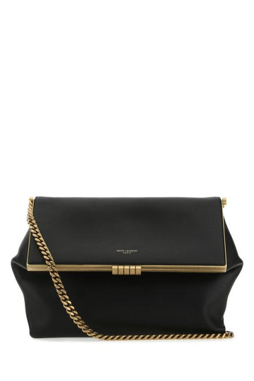 Saint Laurent Woman Black Leather Medium Fanny Shoulder Bag