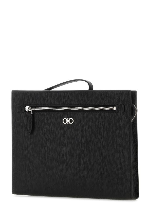 Salvatore Ferragamo Man Black Leather Clutch
