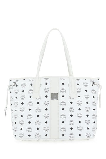 Mcm Woman Printed Leather Medium Liz Shopping Bag