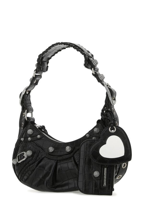 Balenciaga Woman Black Leather Le Cagole Xs Shoulder Bag