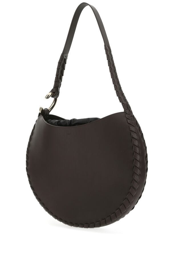 Chloe Woman Dark Brown Leather Large Mate Shoulder Bag