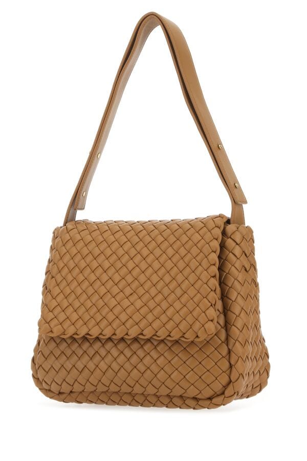 Bottega Veneta Woman Camel Leather Cobble Shoulder Bag