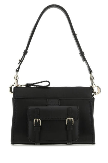 Chloe Woman Black Leather Mini Edith Shoulder Bag