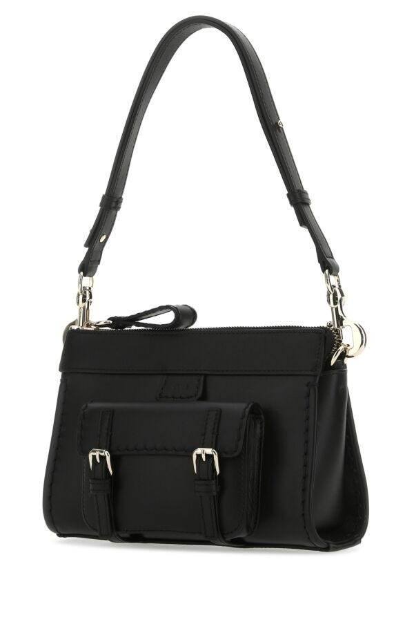 Chloe Woman Black Leather Mini Edith Shoulder Bag