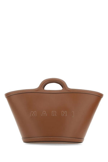 Marni Woman Brown Leather Small Tropicalia Handbag