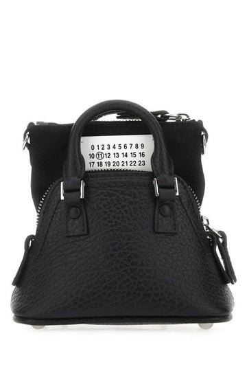 Maison Margiela Woman Black Leather And Fabric 5Ac Handbag