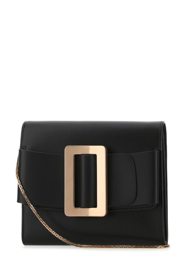 Boyy Woman Black Leather Buckle Clutch